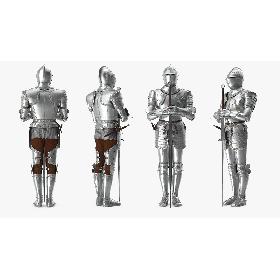 Polished Knight Plate Armor standing with Zweihander model